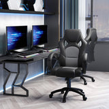 Chaise de bureau de jeu de course, Fauteuil de gamer d'ordinateur avec roulettes pivotantes, Appuie-tête rembourré, Fonction d'inclinaison