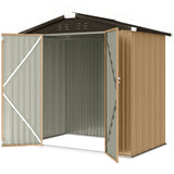 Remise de rangement extérieure 6,5' x 4', cabanon de jardin en métal avec portes doubles verrouillables