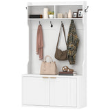 4-In-1 Hall Tree with Shoe Bench, Modern Coat Rack with Open Shelf for Hallway
