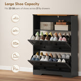 Shoe Cabinet with 2 Flip Drawers, Narrow Shoe Storage Cabinet