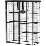 Cage pour chat en métal avec couverture imperméable, 4 plateformes, coussins lavables pour 1-3 chatons, 46,5