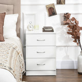 Bedside Table with 3 Drawers, Modern Wood Nightstand