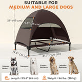 Lit pour chien surélevé avec auvent, lit surélevé pour chien avec mailles lavables et cadre en acier 41,7
