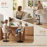 Bar Stools Set of 2, Swivel Counter Height Barstools with Back, Footrest, Adjustable Height