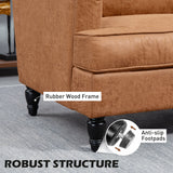 Modern Accent Chair, Leathaire Armchair with Turned Legs and Wide Seat
