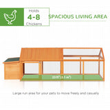 Poulailler grand parc à poules 95 po L avec nid, toit en bois, porte latérale pour extérieur, 4–8 poules
