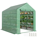 8' x 6' x 7.5' Heavy-duty Walk-in Greenhouse Outdoor Vegetable Plants Growing Warm House Seed Plant Growth Tent Polytunnel Shelter White