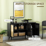 Kitchen Sideboard Cabinet, Boho Storage Cabinet with Shelves, Wood Legs