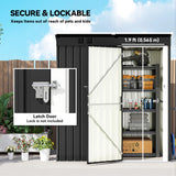 5 x 3 ft Outdoor Storage Shed, Lean-to Metal Garden Shed with Lockable Door and Vents