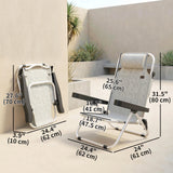 Ensemble de chaises de plage pliantes 2 pièces, chaises de camping de plage inclinables à dos de sac à dos avec dossier réglable 4 positions