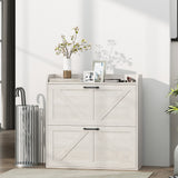 Narrow Shoe Storage Cabinet, Farmhouse Slim Shoe Cabinet with 2 Flip Drawers, Adjustable Shelves