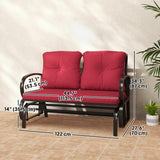 2-Person Outdoor Glider Chair, Patio Double Rocking Loveseat with Steel Frame and Cushions for Backyard