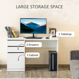 Modern Computer Desk, Writing Workstation with Storage Drawer and Cabinet for Living Room