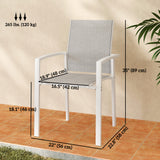 Set of 2 Outdoor Garden Chairs, Stackable Patio Dining Chairs with Breathable Fabric