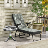 Outdoor Lounge Chair with Padded Cushion, Folding Reclining Patio Garden Chair with Recline Back, Footrest