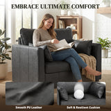 Accent Chair, PU Leather Armchair with Wide Seat, 2 Pillows