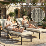 Chaise Lounge Chairs Outdoor, Set of 2 Wicker Patio Lounge Chairs with 5-Level Adjustable Backrest