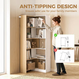 Corner Bookshelf, 5-Tier L-Shaped Bookcase with 350° Rotating Design