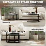 Tables basses gigognes modernes (lot de 2) avec piétement en métal pour salon, chambre, bureau
