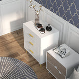 4 Drawer Cabinet, Chest of Drawers with Aluminium Legs and Gold Handles