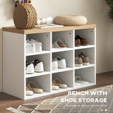 2-in-1 Hall Tree, 5-Hook Coat Rack Shoe Bench Set w/ Bench and Shoe Storage for Entryway