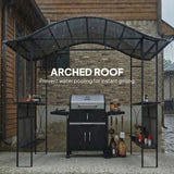 8' x 5' Grill Gazebo Canopy, Outdoor BBQ Shelter with 2 Side Shelves