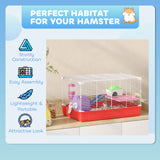 18.5'' Hamster Cage with Exercise Wheel and Water Bottle Dishes, Rat House and Habitats 2 Storey Design