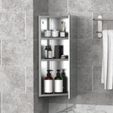 Meuble de Rangement Mural d'Angle de Salle de Bain en Acier Inoxydable avec Miroir et Porte Simple