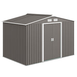 9.1'x6.4'x6.3' Garden Storage Shed w/ Foundation Kit Metal Tool Storage House w/ Double Doors