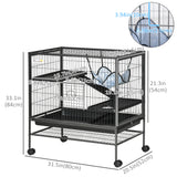 Cage pour petits animaux avec hamac, cage pour furet 3 étages avec plateau amovible