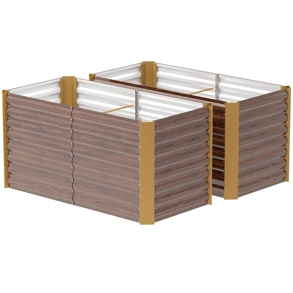Set of 2 Galvanized Metal Planters for Outdoor Plants, 4' x 2' x 2' Raised Garden Bed