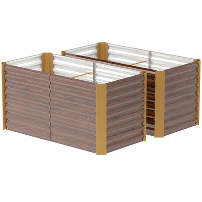 Set of 2 Galvanized Metal Planters for Outdoor Plants, 4' x 2' x 2' Raised Garden Bed