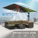 Parasol de patio cantilever décalé 10 x 9,7 pi avec lumières