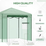 Portable Pop Up Greenhouse, Outdoor Walk-in Hot House with Roll-up Door & 2 Windows, 8' x 6'