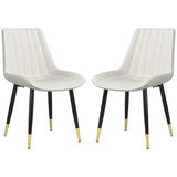 Dining Chairs Set of 2, Modern Kitchen Chair with PU Leather Upholstery and Steel Legs for Living Room