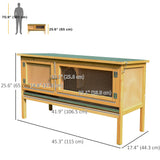 Clapier à lapins en bois, Cage pour lapins intérieur extérieur avec plateau coulissant et toit ouverture, Cage pour petits animaux