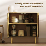 Sideboard with Adjustable Shelf, Buffet Cabinet with 2 Doors and Gold Steel Legs for Dining Room
