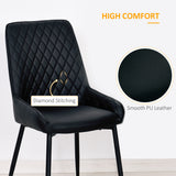 Chaises de cuisine rembourrées, lot de 2 chaises de salle à manger modernes avec capitonnage en losange et pieds en acier pour salle à manger