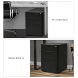 Metal Filing Cabinet 3 Drawer, Mobile Office Cabinet with Wheels for Legal, Letter, A4 File