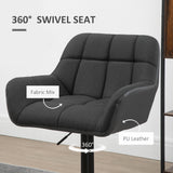 Swivel Barstools Set of 2 Adjustable Bar Stools with Footrest Armrests and PU Leather Back for Dining Room Black