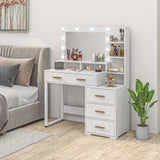 Illuminated Dresssing Table, Drawer and Storage Shelves for Bedroom
