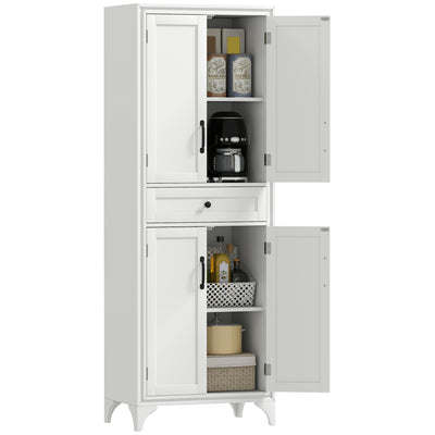 Freestanding Storage Cabinet, Kitchen Pantry Cabinet with 2 Shelves, 4 Doors