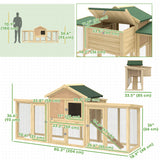 Wooden Chicken Coop, Outdoor Backyard Garden Large Rabbit Hutch with Nesting Box, Drawer