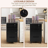 Lockable Vertical File Cabinet with Lock, 3 Drawer Filing Cabinet with Hanging Bars for Letter and A4 Size