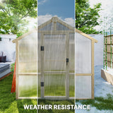 6.6 x 6ft Polycarbonate Greenhouse Wooden Green House with Thickened Polycarbonate Sheets, Lockable Door
