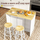 Kitchen Island with Storage Cabinets, 3 Drawers, 2 Adjustable Shelves and Sitting Space for Dining Room