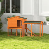 Two-Level Rabbit Hutch Small Animal House Pet Bunny Cage Home w/ Outdoor Run Water & UV Resistant Roof Access Ramp