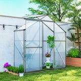 6' x 2.5' Walk-in Polycarbonate Greenhouse Aluminium Green House with Sliding Door, 5-Level Roof Vent