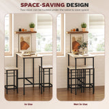 3-Piece Dining Table Set for 2, Bar Table and 2 Stools for Kitchen, Small Space