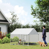 Outdoor Dog Kennel with Waterproof & Anti-UV Cover, Quick-Connect Frame, Secure Lock for Small Medium Dogs